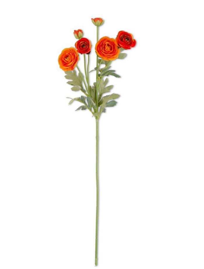 26" Artificial Orange Ranunculus Stem with 6 Blooms