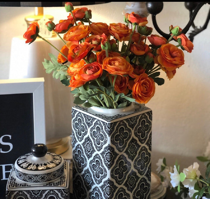 26" Artificial Orange Ranunculus Stem with 6 Blooms