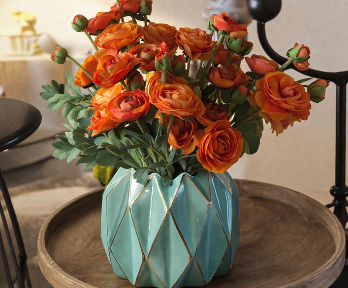 26" Artificial Orange Ranunculus Stem with 6 Blooms