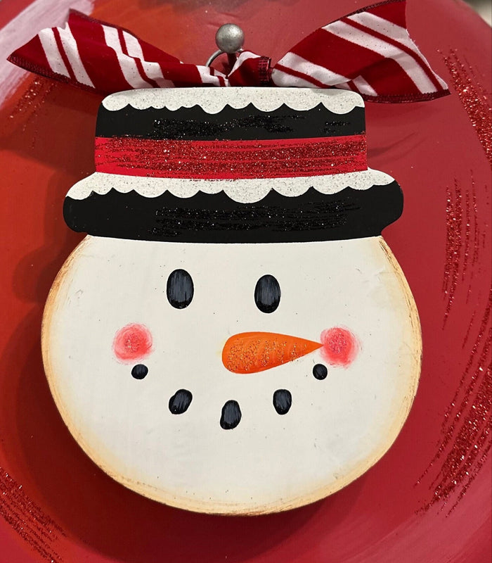 Snowman Face Mini Charm / White, Black, Red