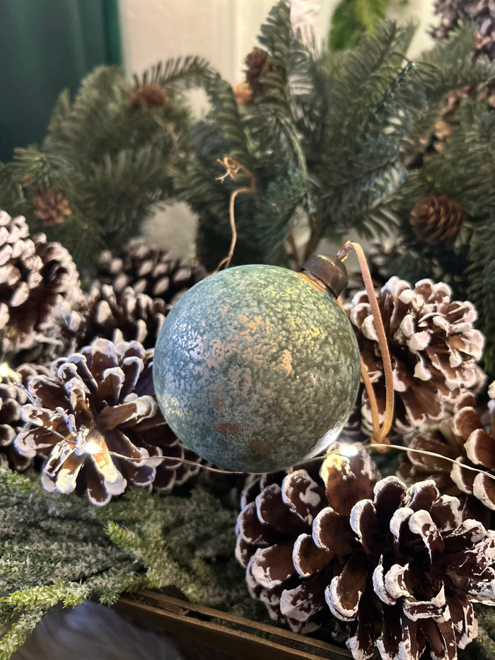 Sage, Bronze, and Gold Set of 3 Ornaments with Faux Leather Straps