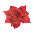 Red glittery poinsettia flower on a white background