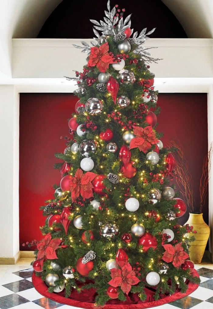 Dekra-Lite Red Velvet Poinsettia on Christmas Tree