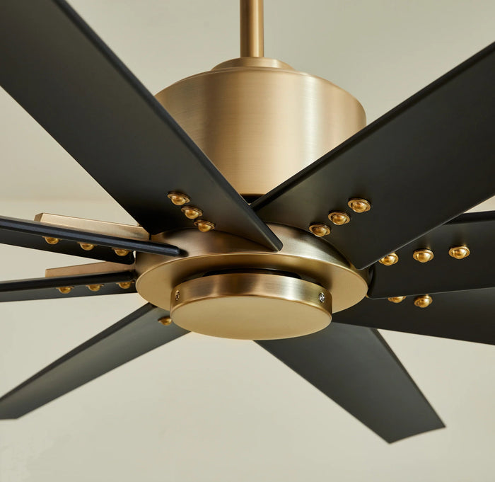 Aged Brass and Black Fleet Ceiling Fan - 72” or 56” DAMP Rated Fan Indoor or Outdoor