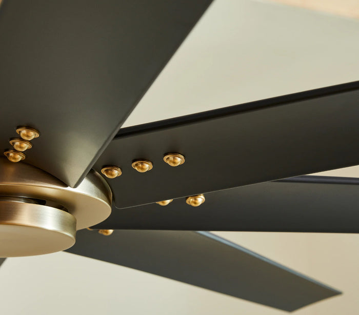 Aged Brass and Black Fleet Ceiling Fan - 72” or 56” DAMP Rated Fan Indoor or Outdoor