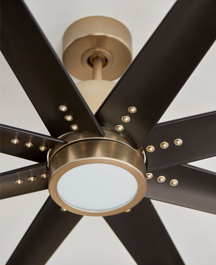 Aged Brass and Black Fleet Ceiling Fan - 72” or 56” DAMP Rated Fan Indoor or Outdoor