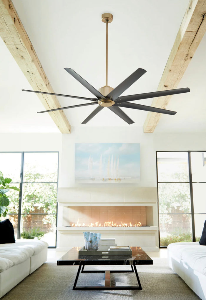 Aged Brass and Black Fleet Ceiling Fan - 72” or 56” DAMP Rated Fan Indoor or Outdoor
