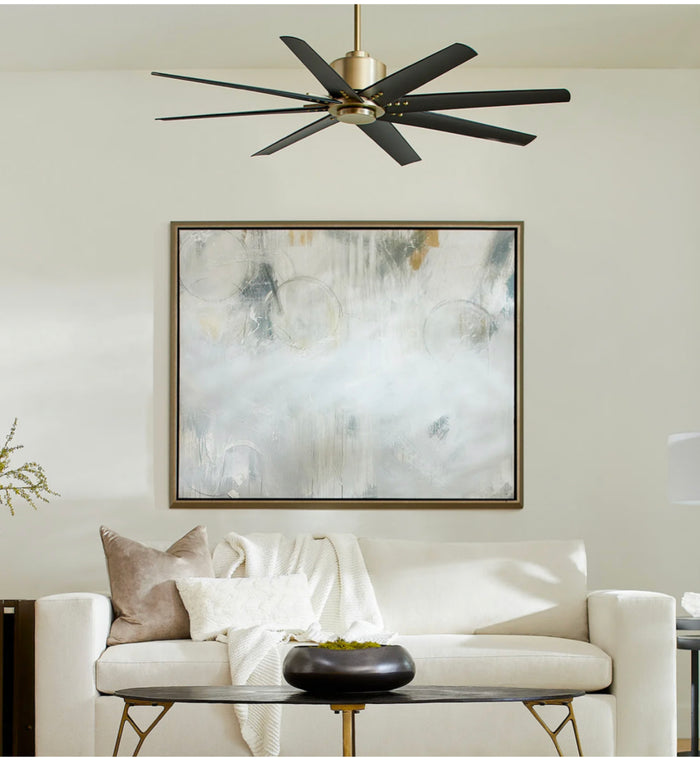Aged Brass and Black Fleet Ceiling Fan - 72” or 56” DAMP Rated Fan Indoor or Outdoor