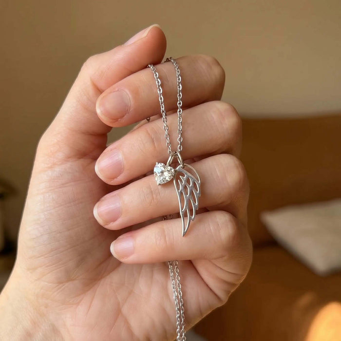 Aluma Guardian Angel Wing Necklace with Cubic Zirconia