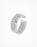 Anello in argento Crystal a 3 file placcato rodio