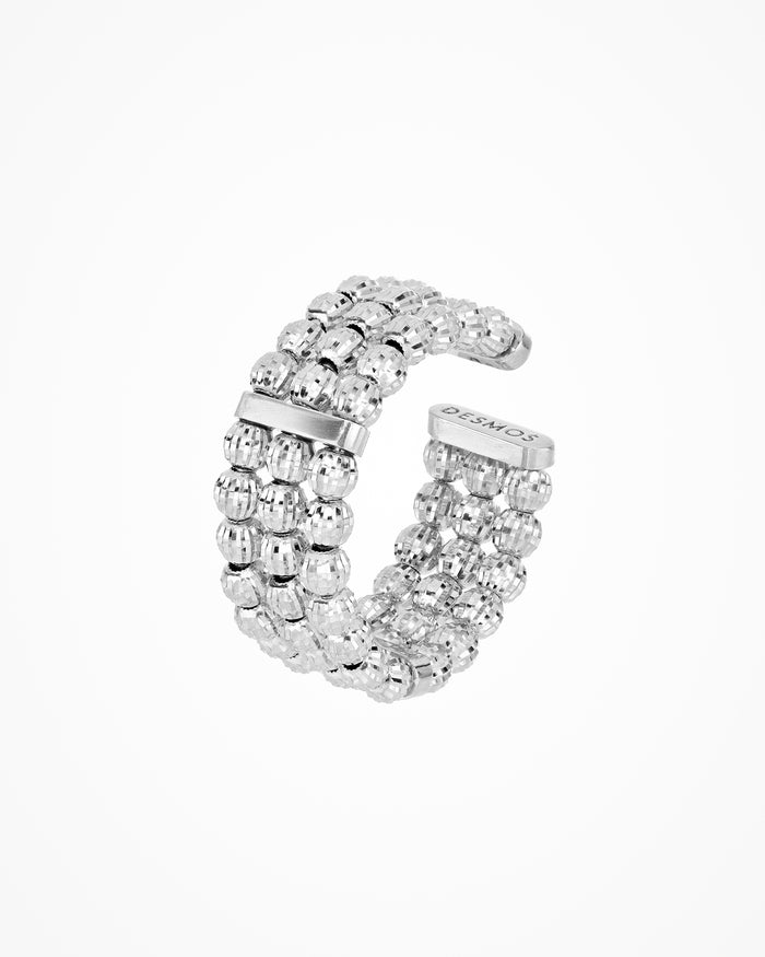 Anello in argento Crystal a 3 file placcato rodio