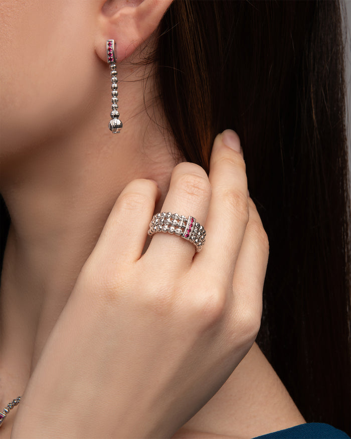 Anello in argento Crystal Color con zirconi rossi