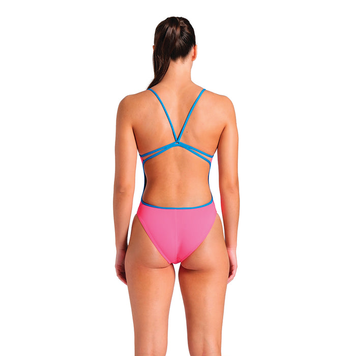 Arena Pink Blue Solid Lace Back back