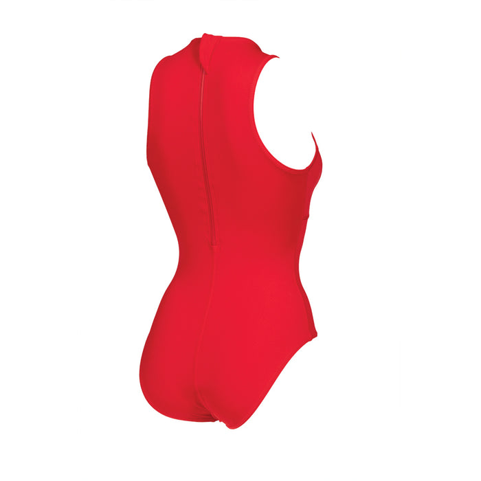 Arena Solid Water Polo High Neck red back