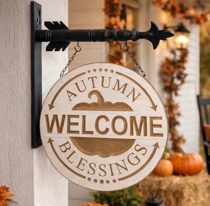 Arrow Replacement Welcome Autumn Blessings Hanging Sign, Porch Sign, Farmhouse Style