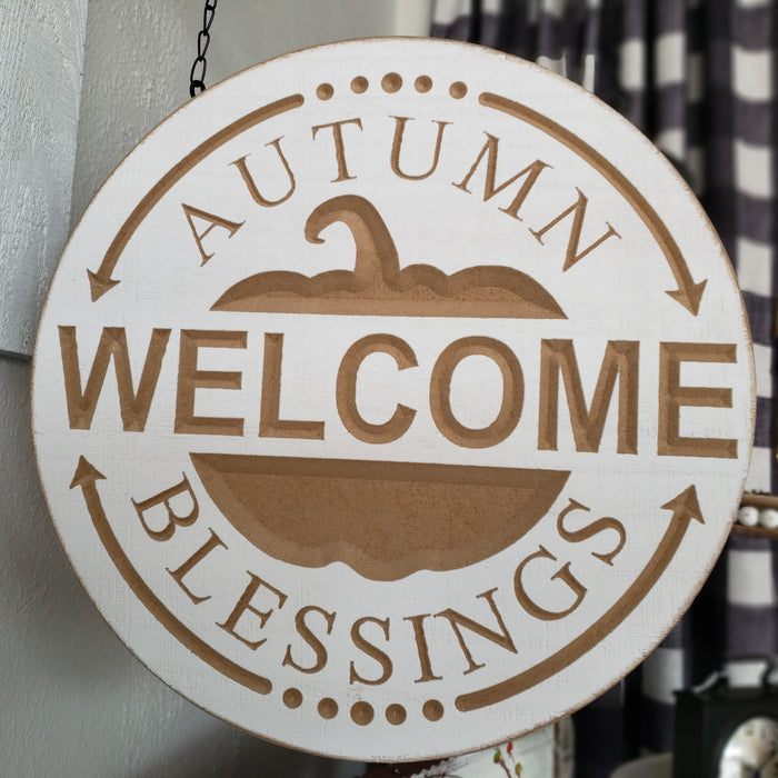 Arrow Replacement Welcome Autumn Blessings Hanging Sign, Porch Sign, Farmhouse Style