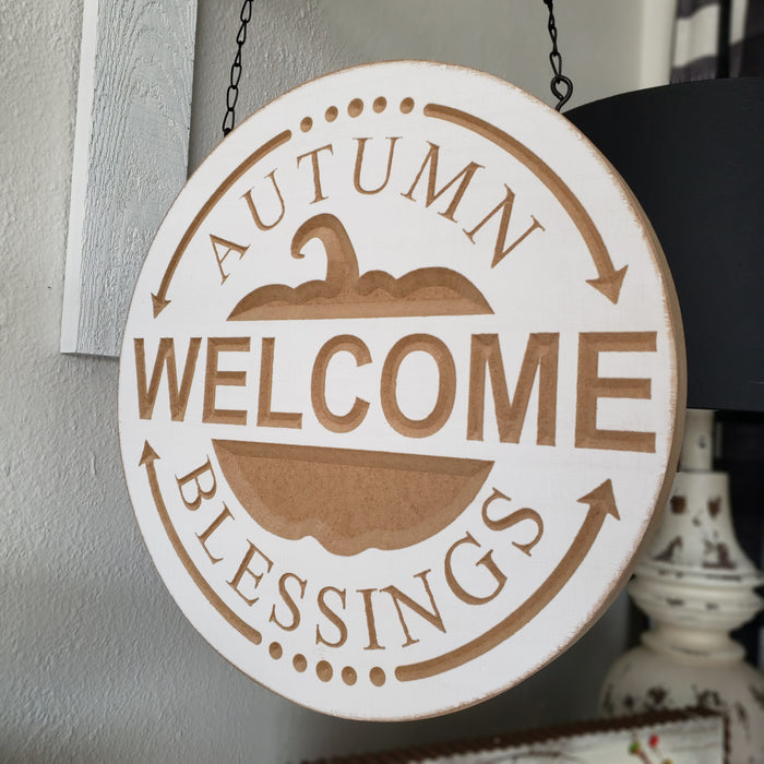 Arrow Replacement Welcome Autumn Blessings Hanging Sign, Porch Sign, Farmhouse Style