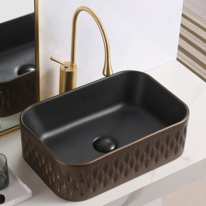 Art Vanity Washbasin Black & Brushed Gold - Luxury Designer Wash Basin Pakistan - Aqua Bath