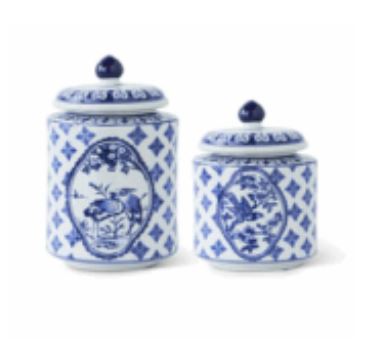 Asst. Blue & White Porcelain Canisters