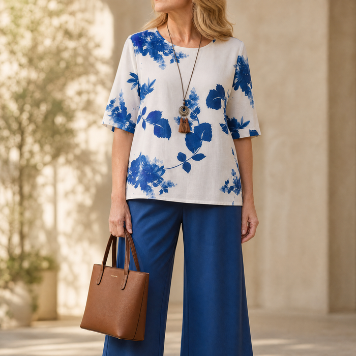 Avery Floral Top & Wide-Leg Pants Set