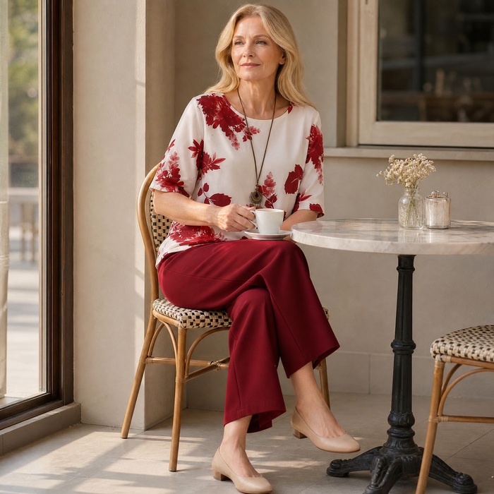 Avery Floral Top & Wide-Leg Pants Set