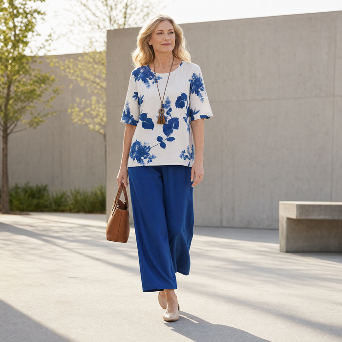 Avery Floral Top & Wide-Leg Pants Set