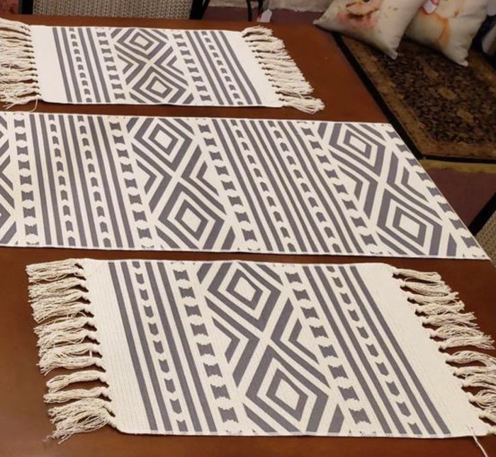 Aztec Gray & White Table Runner