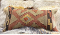 Aztec Kilim Pillow with 12”x20” Form Western Style, Dark Terra Cotta, Brown