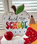 Back to School Apple Metal Stake Polka Dot Pattern