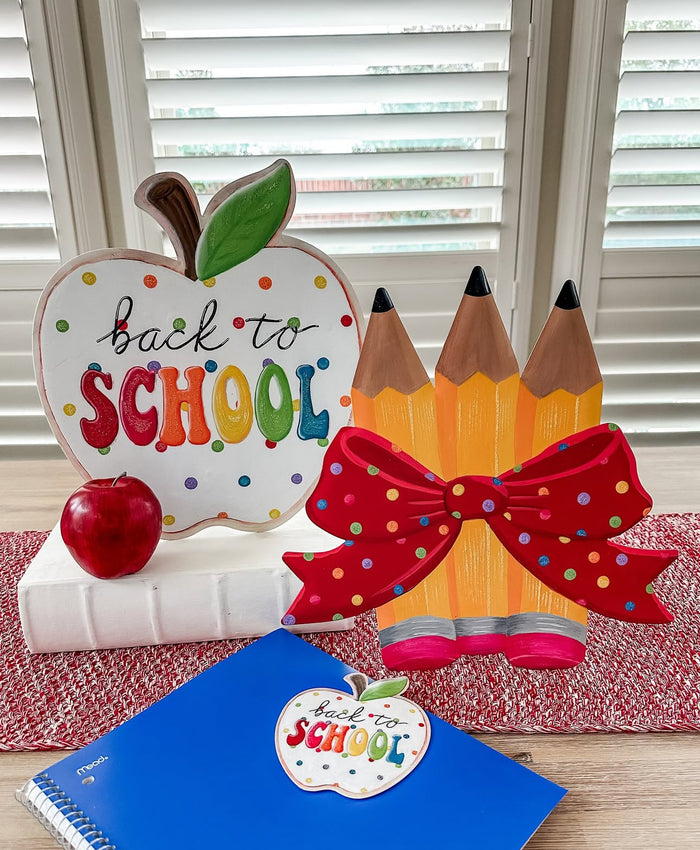 Back to School Apple Metal Stake Polka Dot Pattern