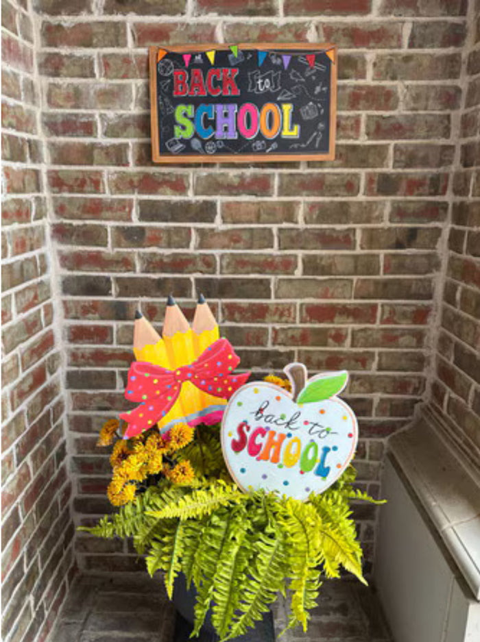 Back to School Apple Metal Stake Polka Dot Pattern
