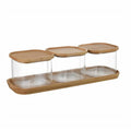 Bamboo Lid Airtight Food Storage Jar Set of 3 for Tea and Coffee