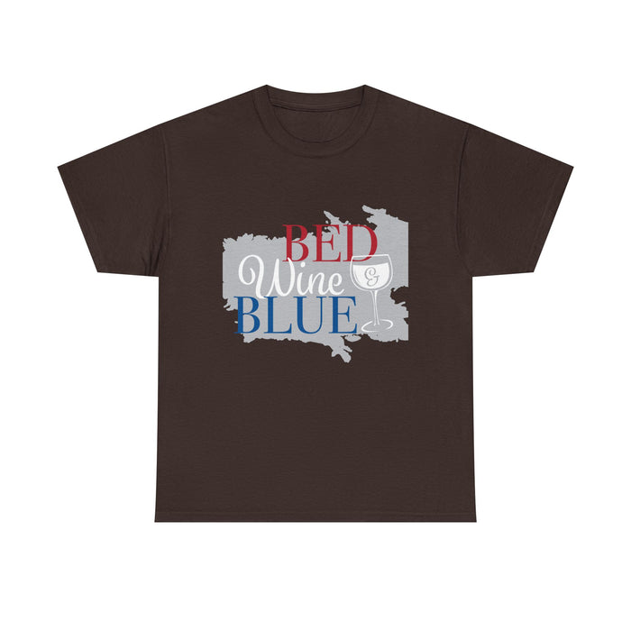 Bed Wine Blue T-Shirt — Patriotic Red White & Blue Graphic Tee
