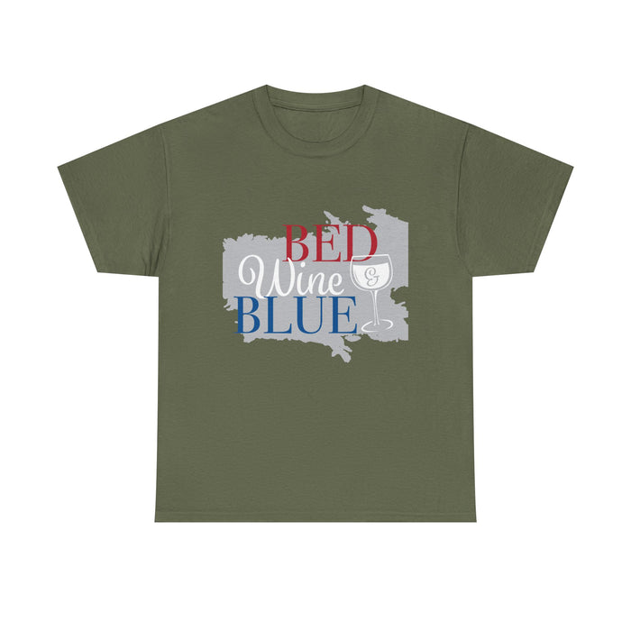 Bed Wine Blue T-Shirt — Patriotic Red White & Blue Graphic Tee