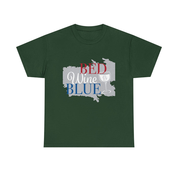 Bed Wine Blue T-Shirt — Patriotic Red White & Blue Graphic Tee