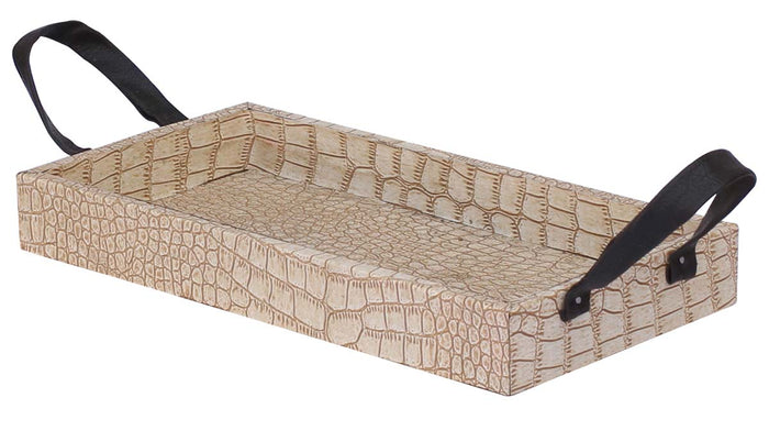 Beige Faux Leather Tray