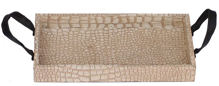 Beige Faux Leather Tray