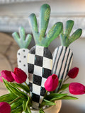 Black and White Patterned Carrots Outdoor Stake Set of 3