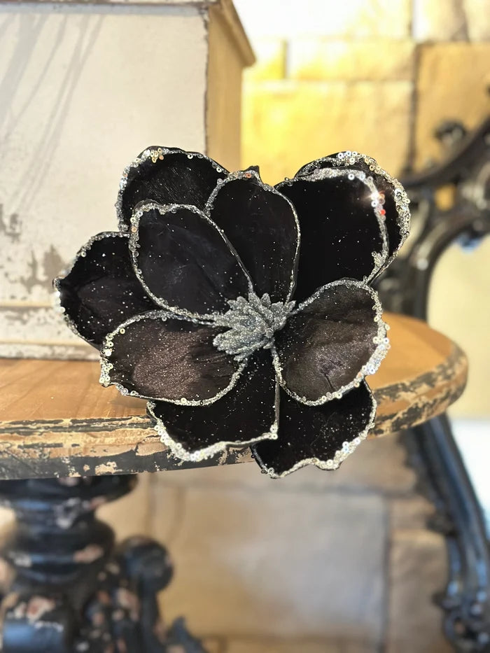 Black Glam Velvet and Silver Magnolia Pack of 3