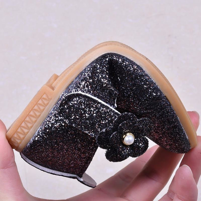 Black / Green / Lavender Leather Sequin Pearl Flat Princess