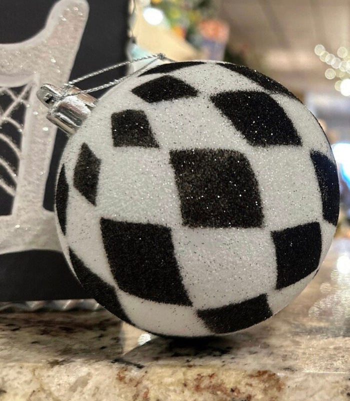 Black & White Harlequin Ornaments Set of 3