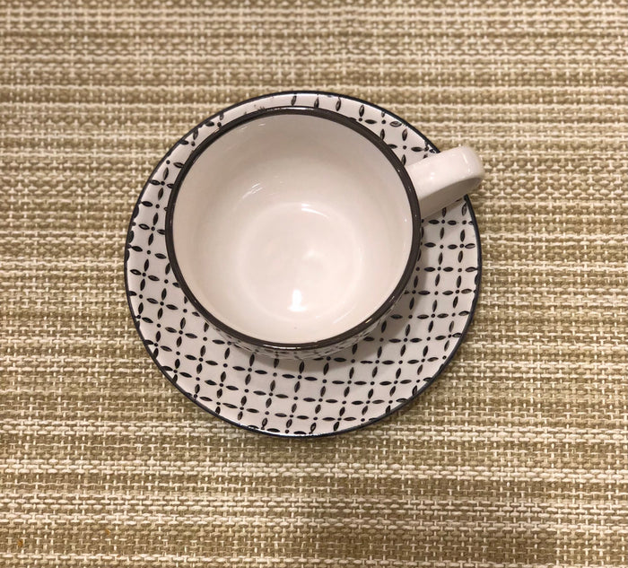 Black & White Tea Cup and Saucer