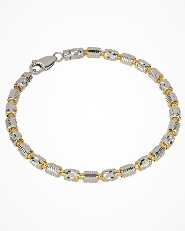 Bracciale in argento bicolore Barrel Pioneer placcato rodio e oro giallo
