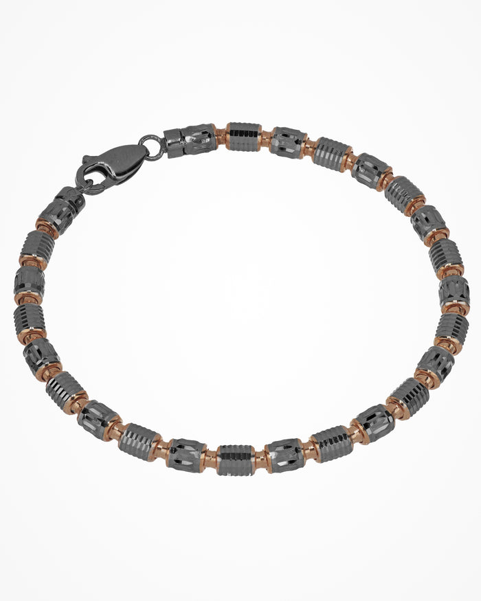Bracciale in argento bicolore Barrel Pioneer placcato gun metal e oro rosa