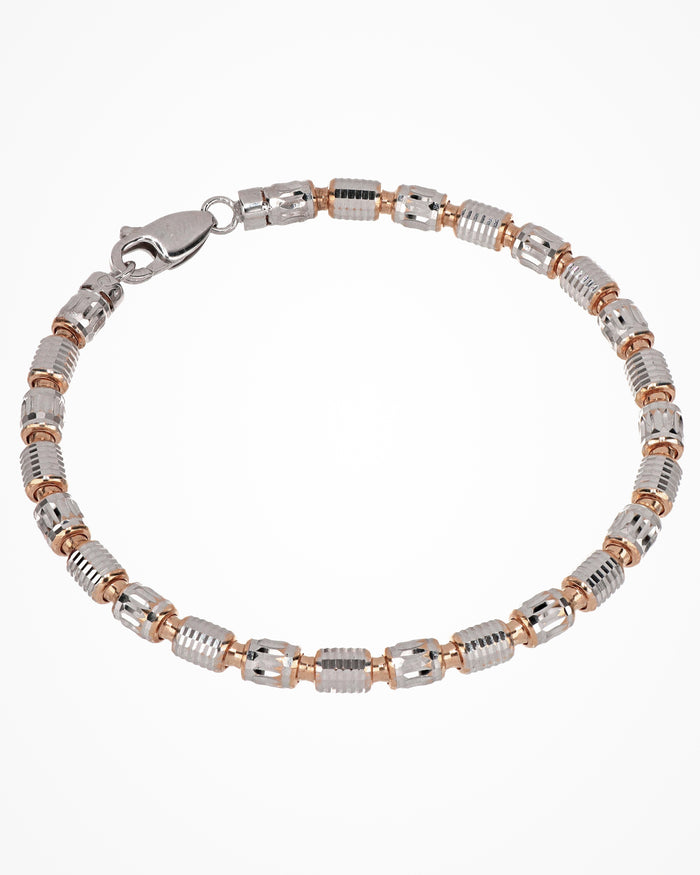 Bracciale in argento bicolore Barrel Pioneer placcato rodio e oro rosa