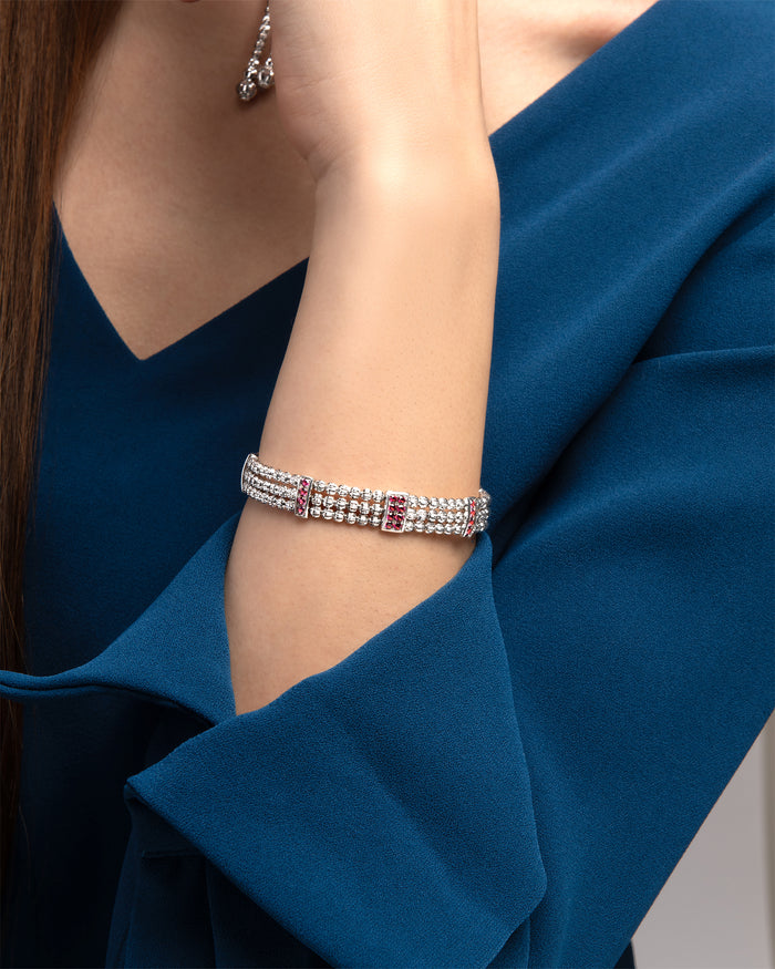 Bracciale in argento Crystal Color con zirconi rossi