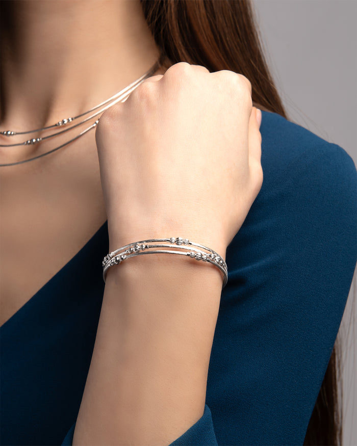 Bracciale in argento Crystal Flexi placcato rodio