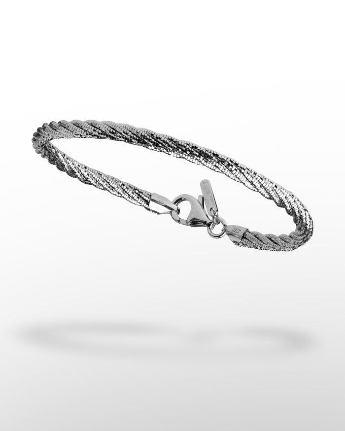 Bracciale in argento Spring Twist placcato rodio