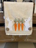 Bunnies with Patterned Carrots Table Runner Easter