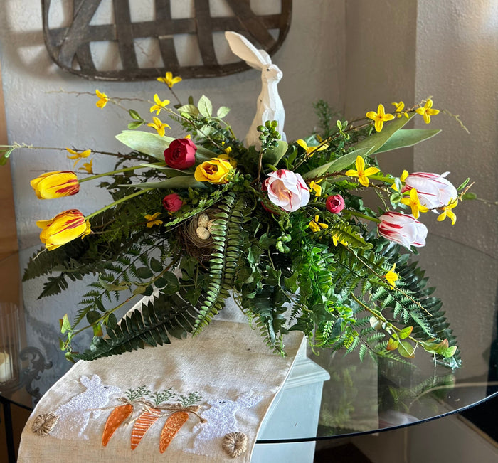 Bunnies with Patterned Carrots Table Runner Easter